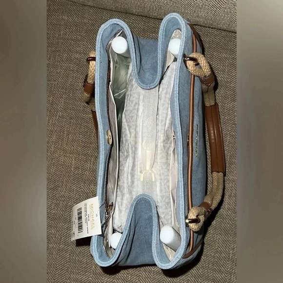 NWT $258 Michael Kors Talia Lrg Grab Bag Canvas Tote/Purse Washed Denim LAST ONE - Picture 3 of 7